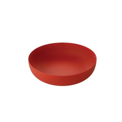 Alessi-Cestino rotondo in acciaio colorato e resina, rosso con decoro a rilievo